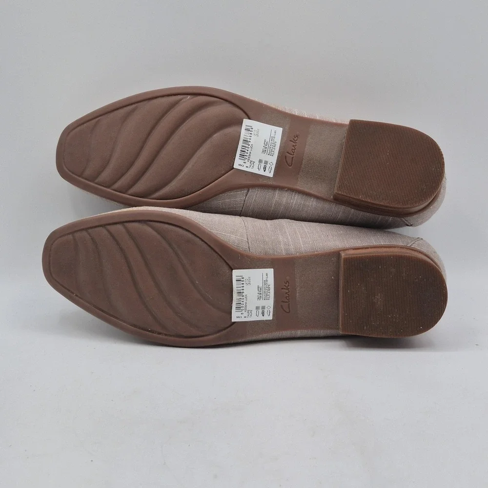 Clarks Shoes Womens‎ Size 9.5 Taupe Textile Loafer Flats Slip On Low Heel EU 41